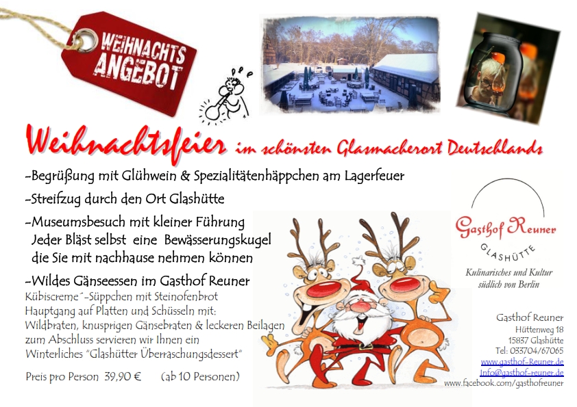 Firmenweihnachtsfeier im Land Brandenburg, Weihnachtsfeier auf dem Land Idee Betriebsausflug